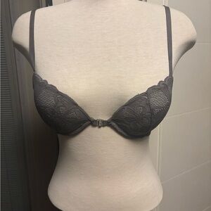 La SENZA Charcoal Lace Bra front closing